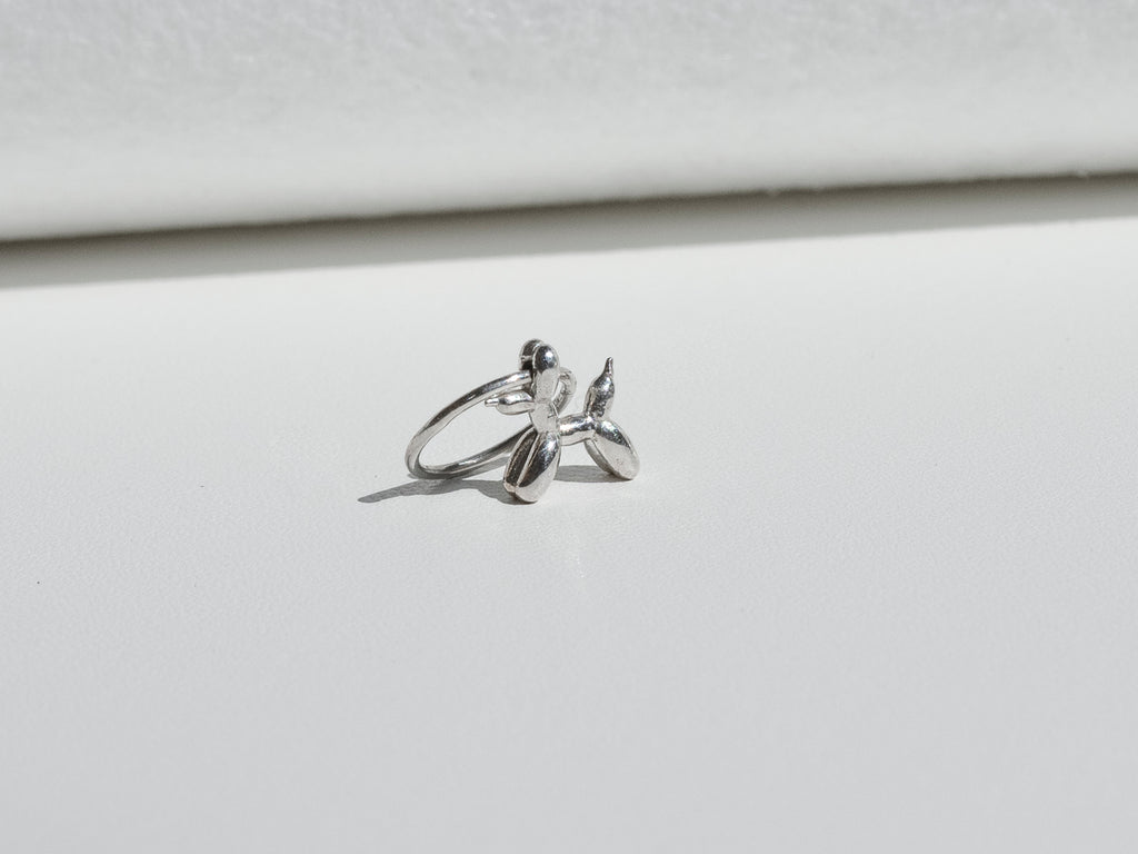 Silver Hoop with Poodle / Rabbit Charm