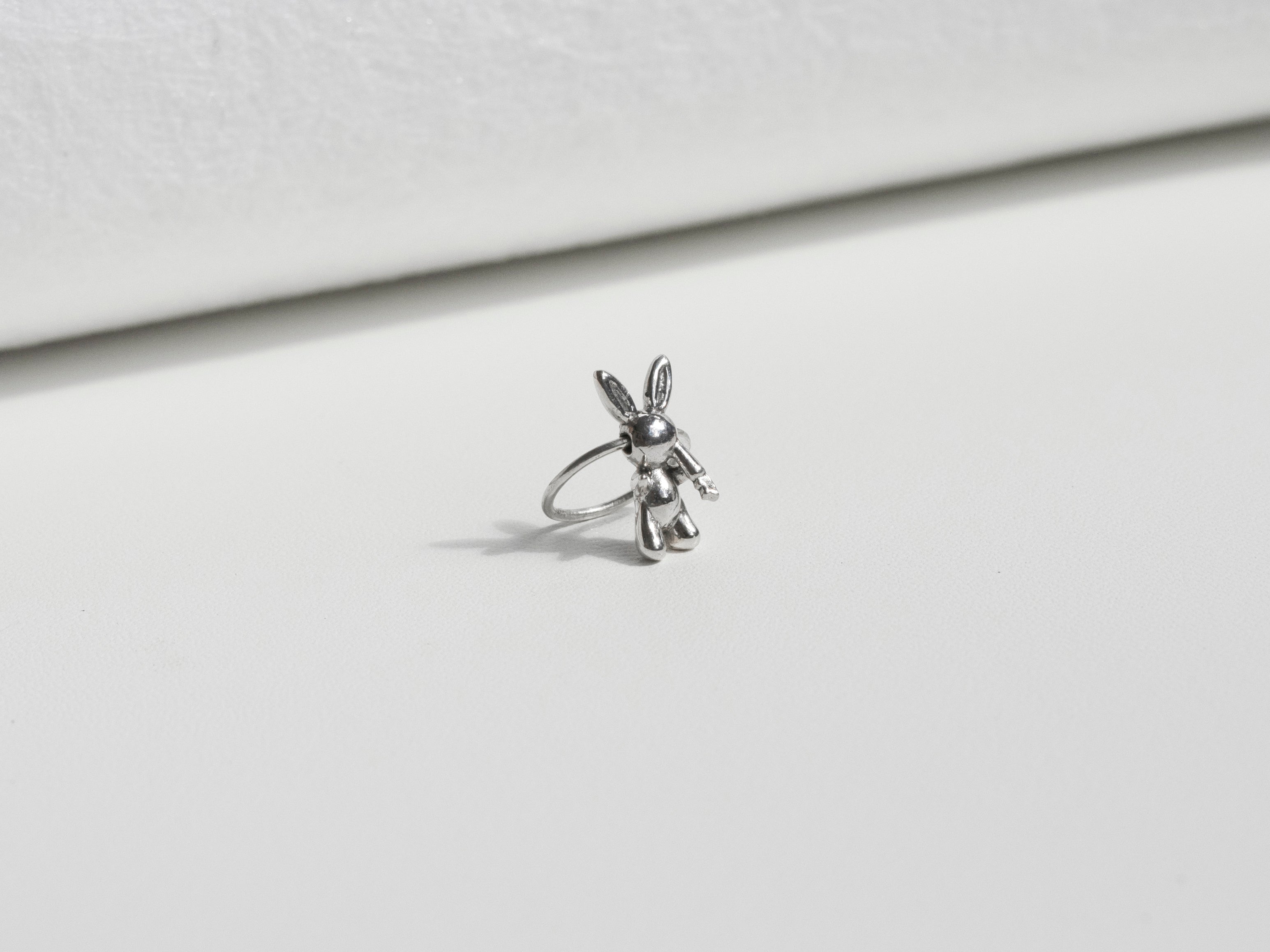 Silver Hoop with Poodle / Rabbit Charm