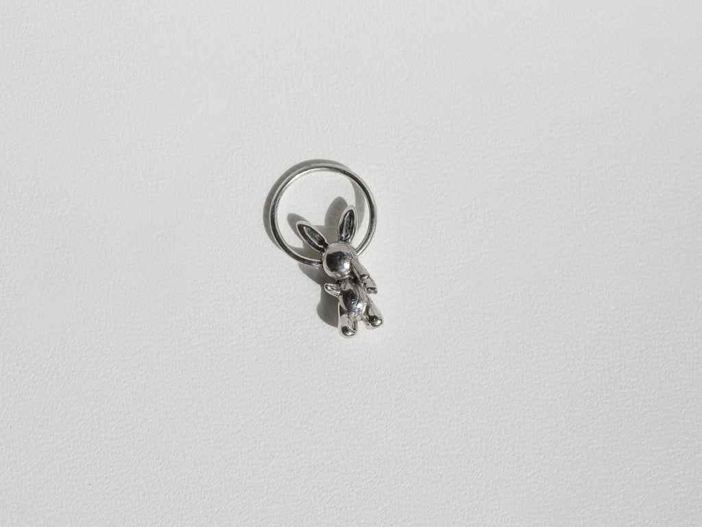 Silver Hoop with Poodle / Rabbit Charm