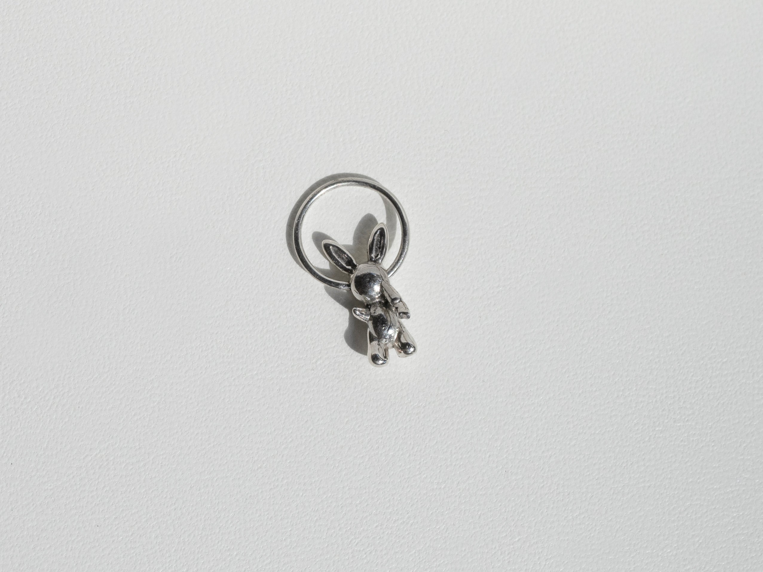Silver Hoop with Poodle / Rabbit Charm