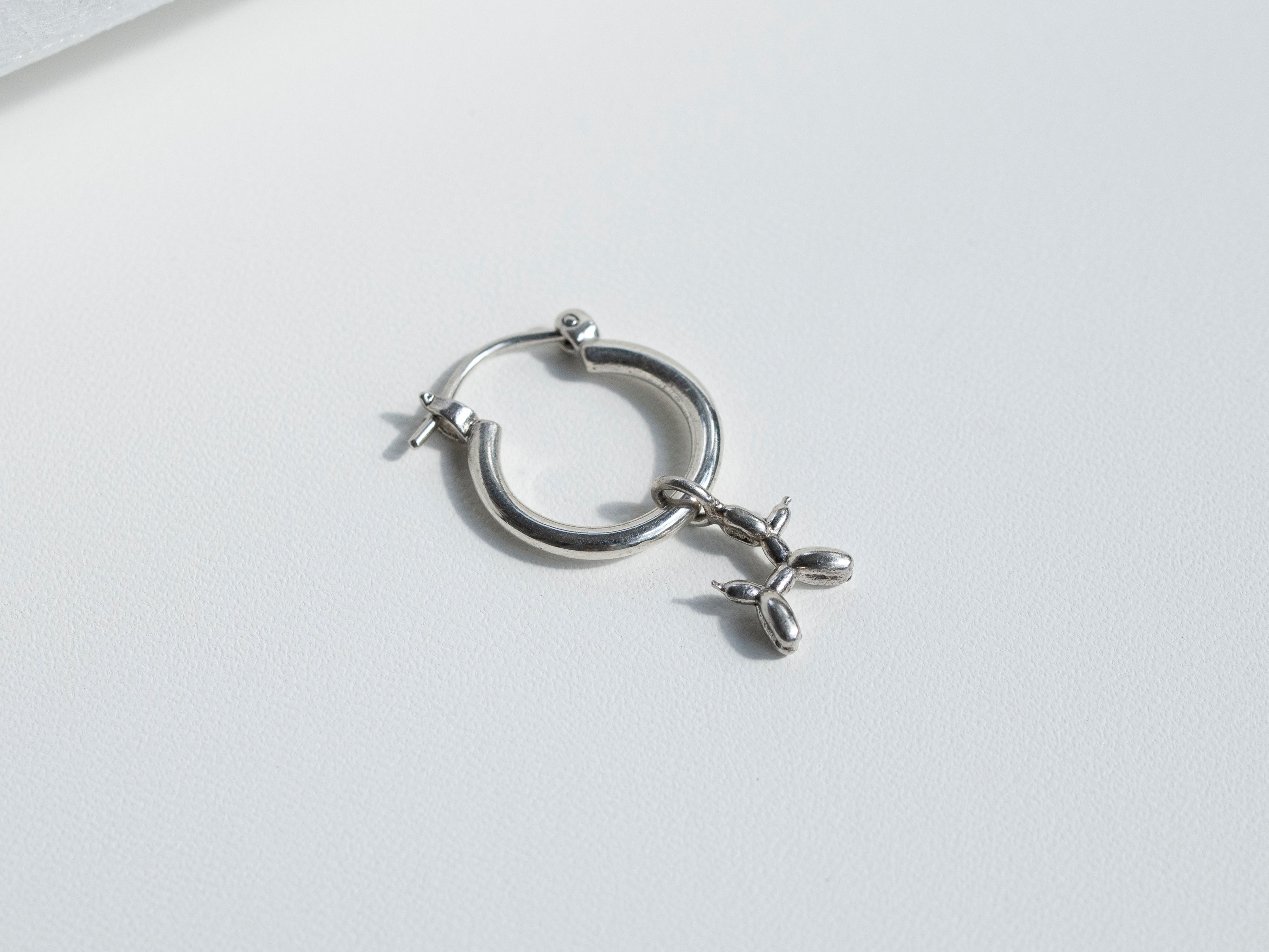 Silver Hoop with Poodle / Rabbit Charm